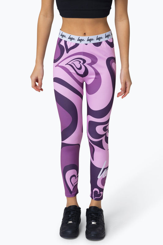 HYPE KIDS PINK SWIRL HEART LEGGINGS