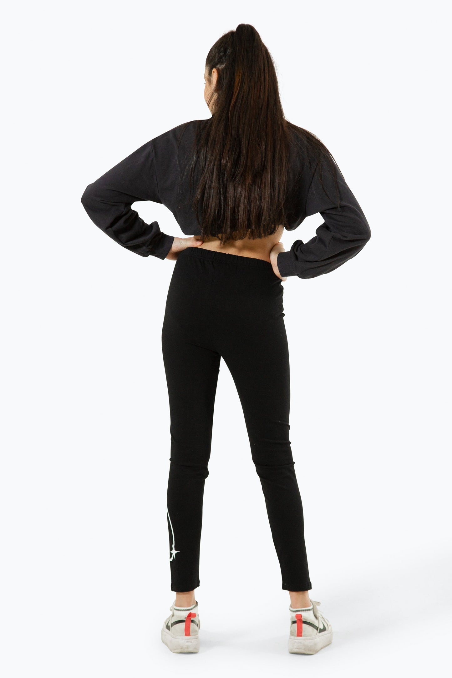 HYPE KIDS BLACK Y2K LOGO LEGGINGS