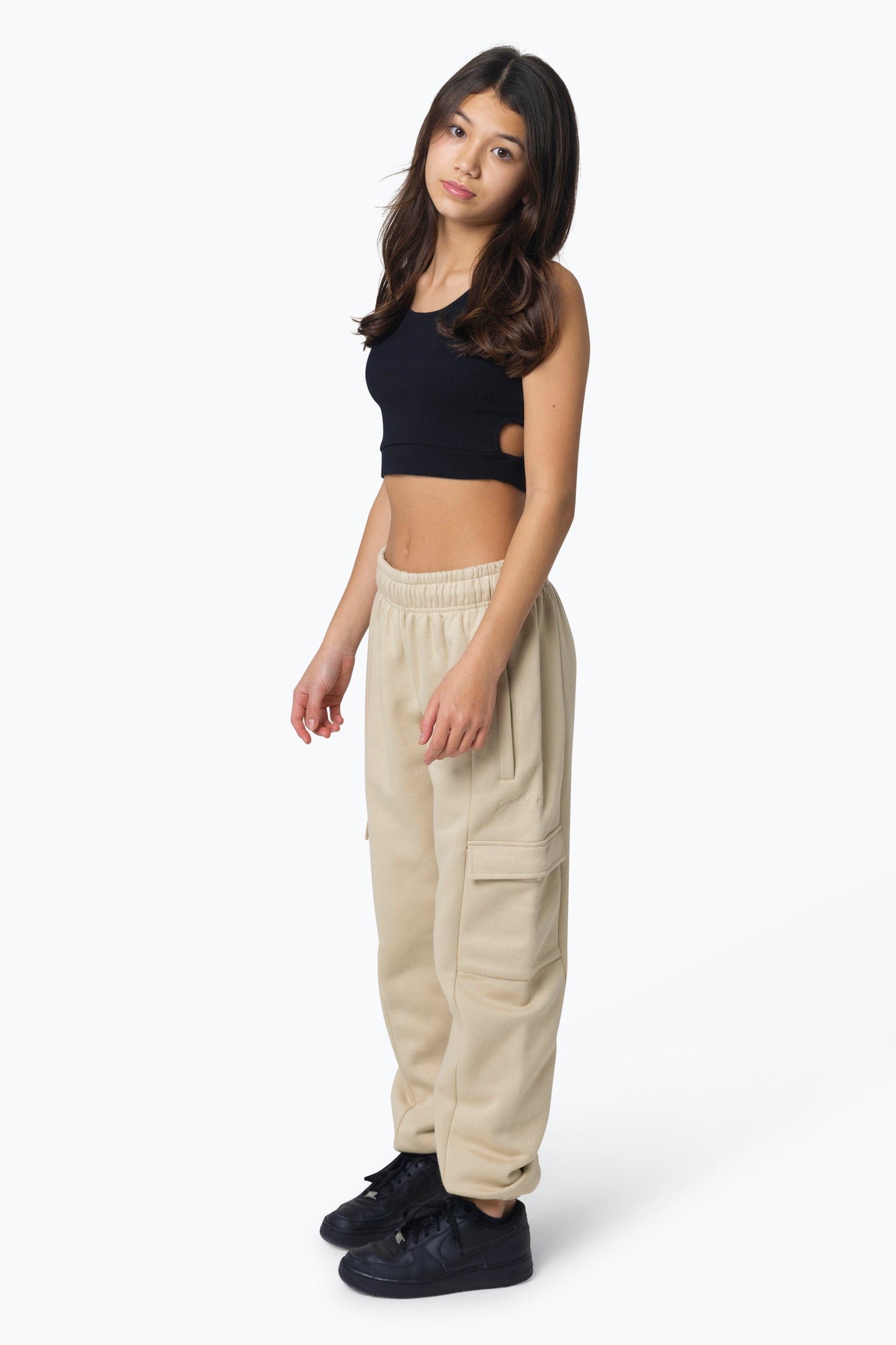 HYPE GIRLS BEIGE CARGO JOGGERS