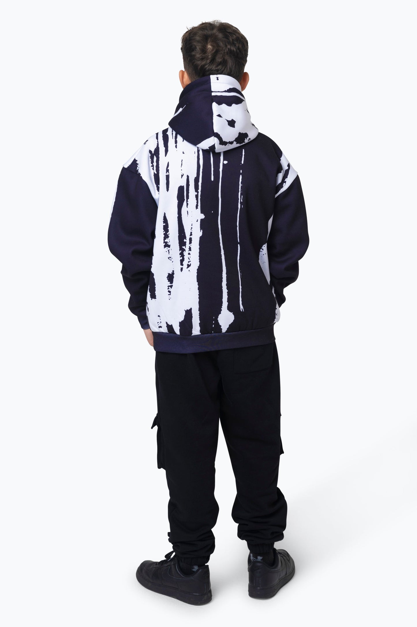 HYPE BOYS MULTI LAYERED EARTH SCRIPT HOODIE