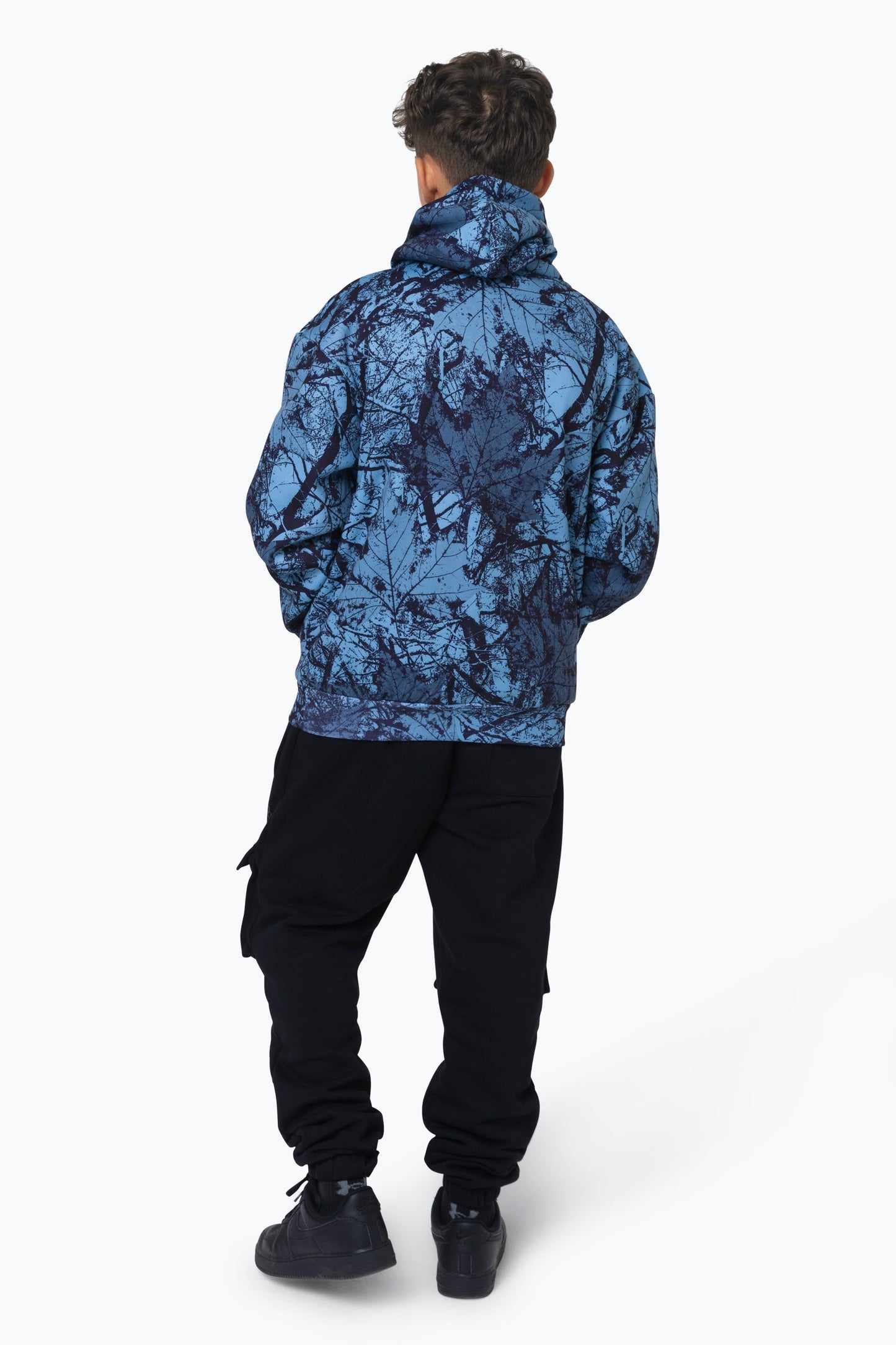 HYPE BOYS MULTI Y2K BLUE LEAF HOODIE