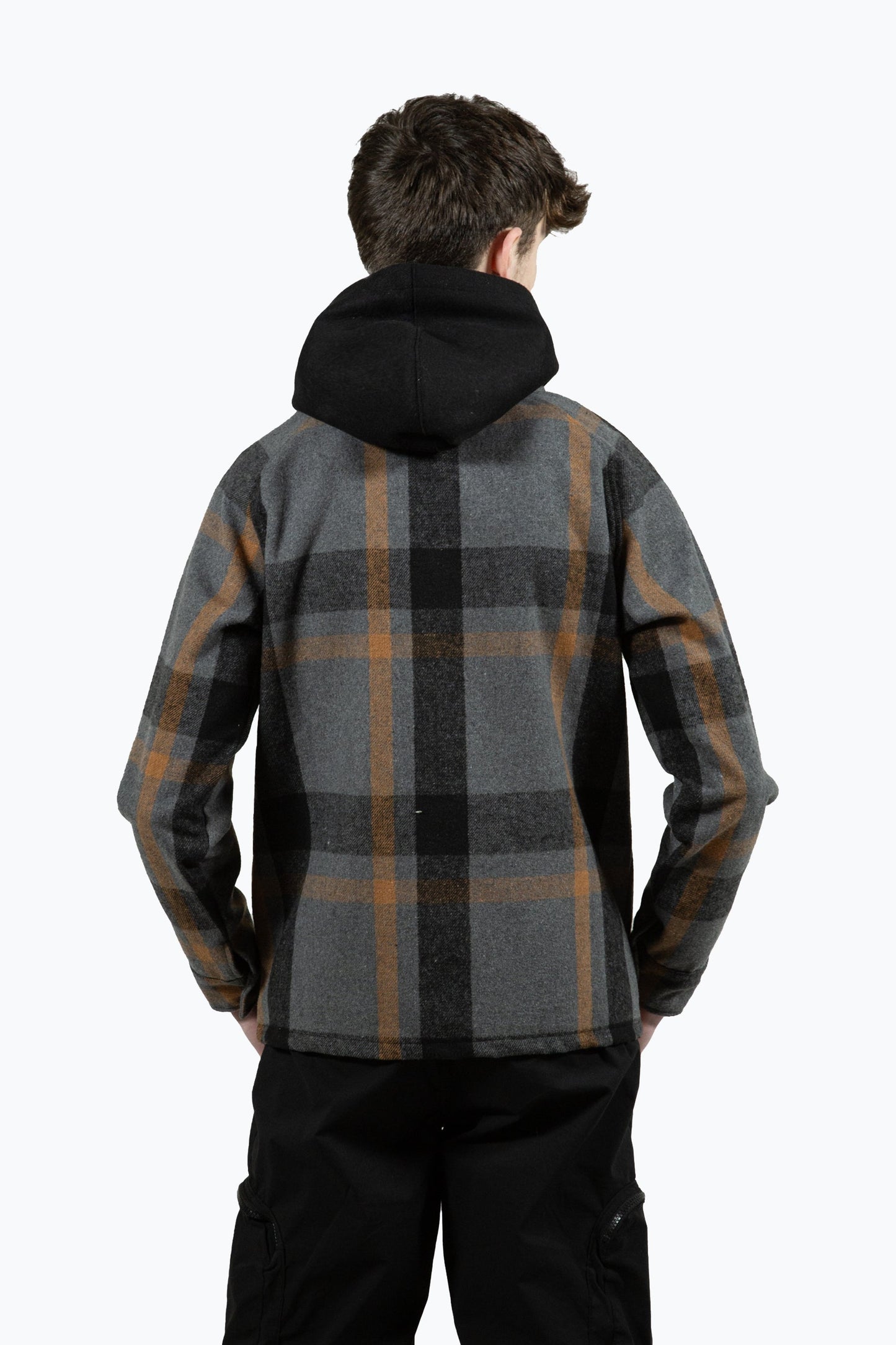 HYPE KIDS MULTI GREEN PLAID HOODED SHIRT