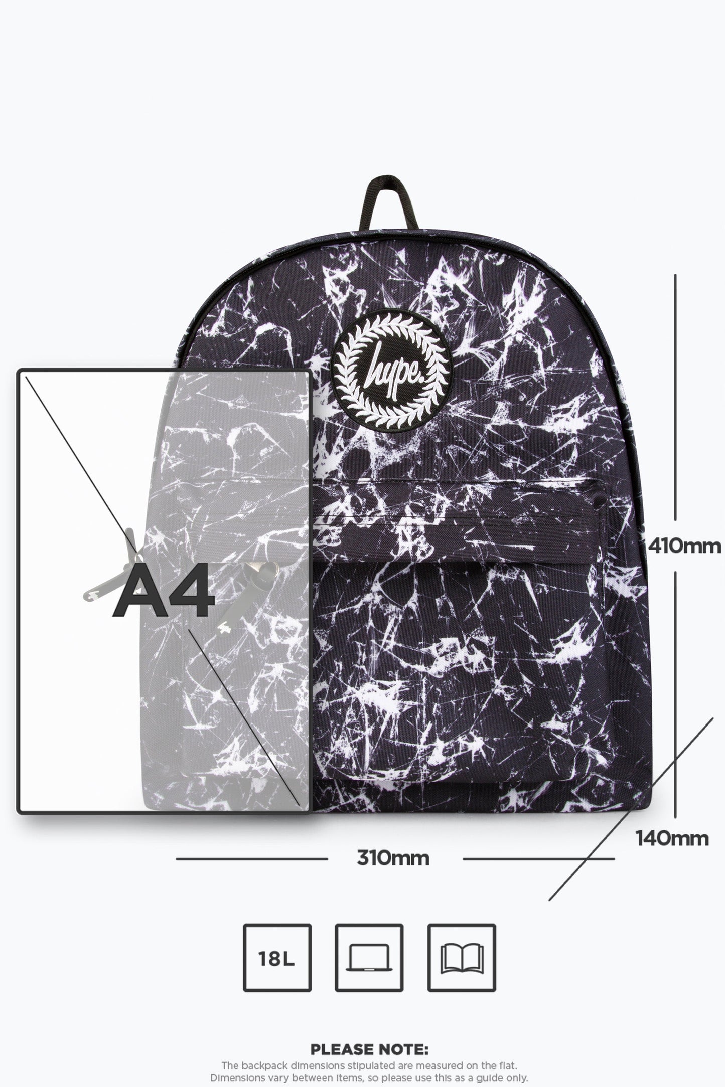 HYPE BOYS BLACK CRACKED GLASS BACKPACK