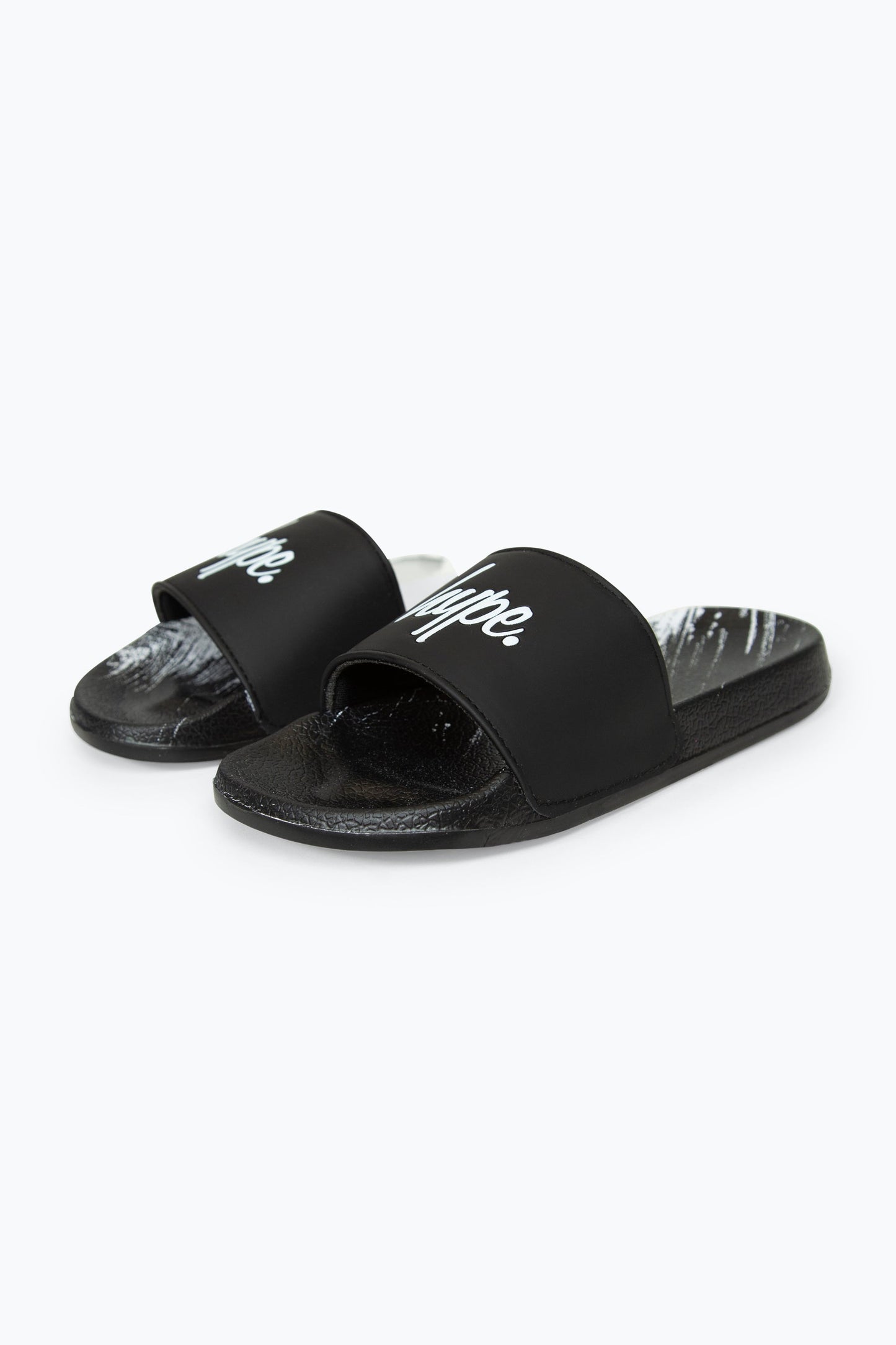 HYPE BOYS MULTI BLACK SCRATCH SCRIPT SLIDERS