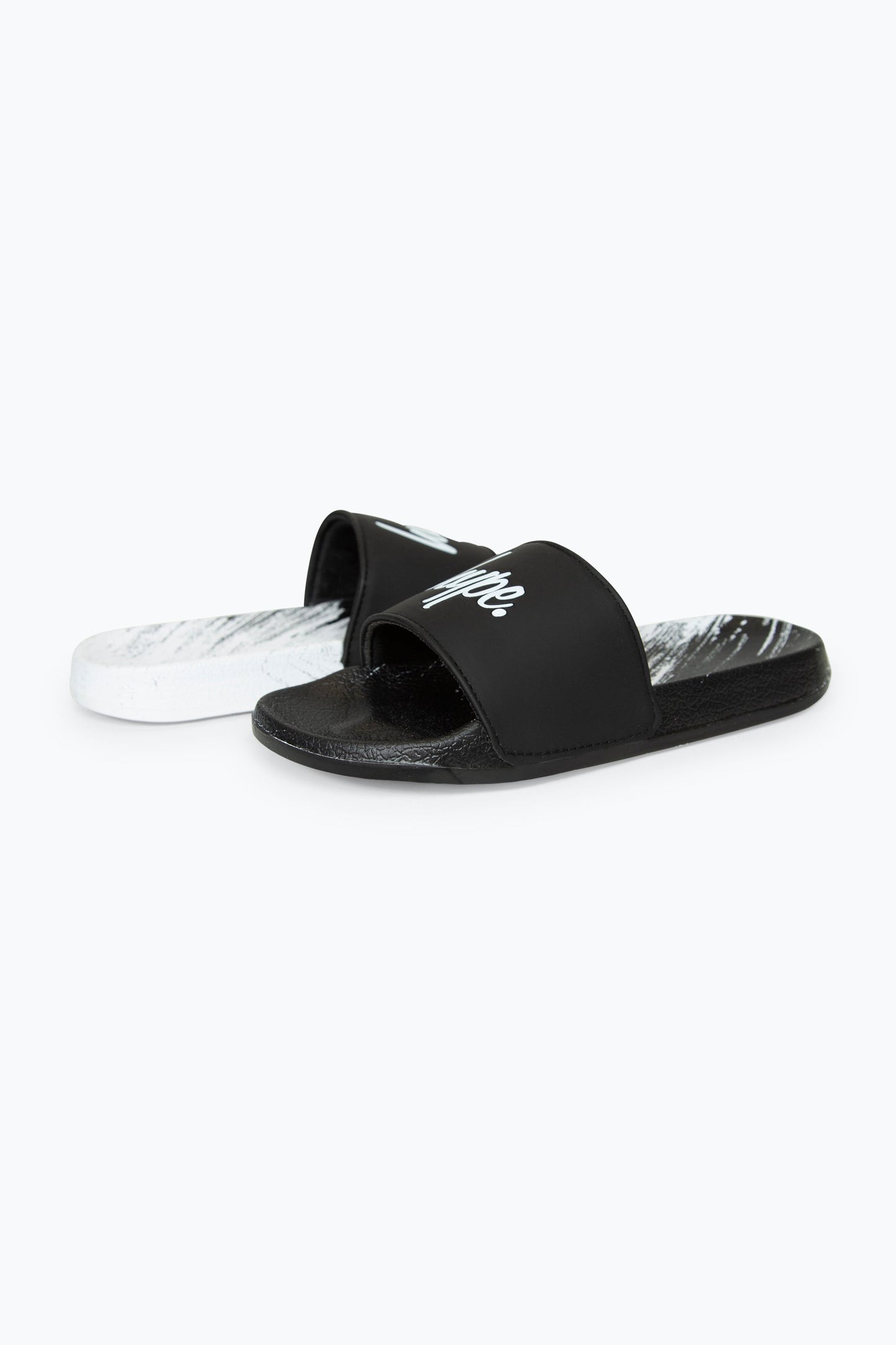 HYPE BOYS MULTI BLACK SCRATCH SCRIPT SLIDERS