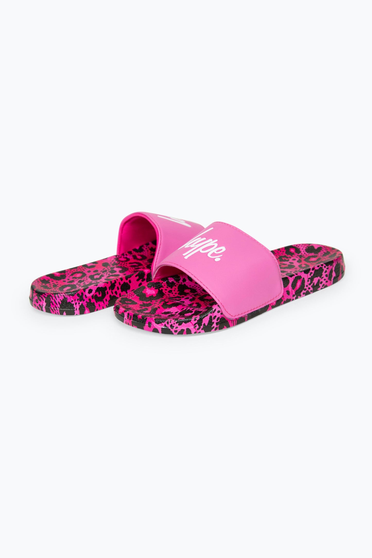 HYPE GIRLS MULTI PINK LEOPARD SCRIPT SLIDERS