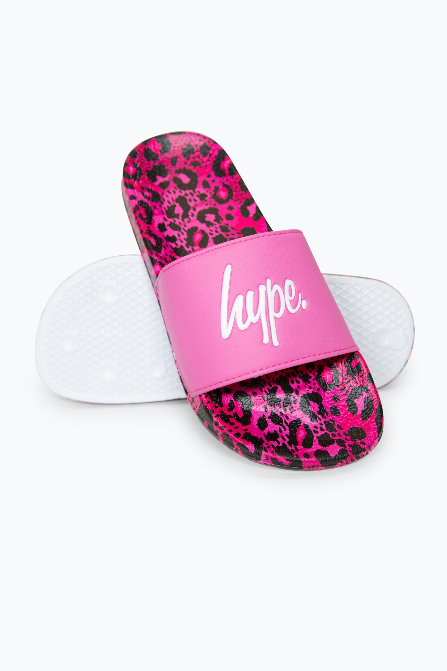 HYPE GIRLS MULTI PINK LEOPARD SCRIPT SLIDERS