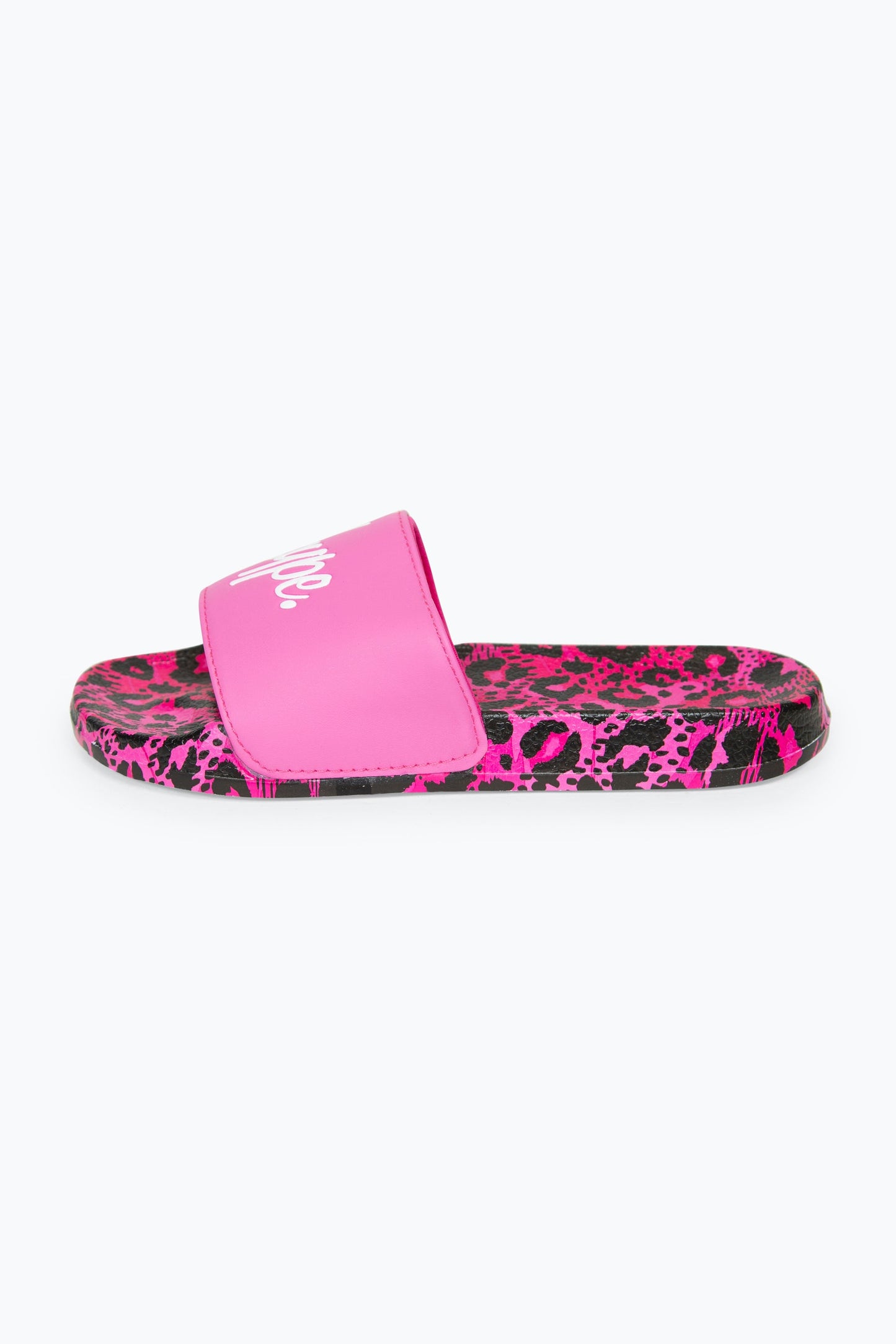 HYPE GIRLS MULTI PINK LEOPARD SCRIPT SLIDERS