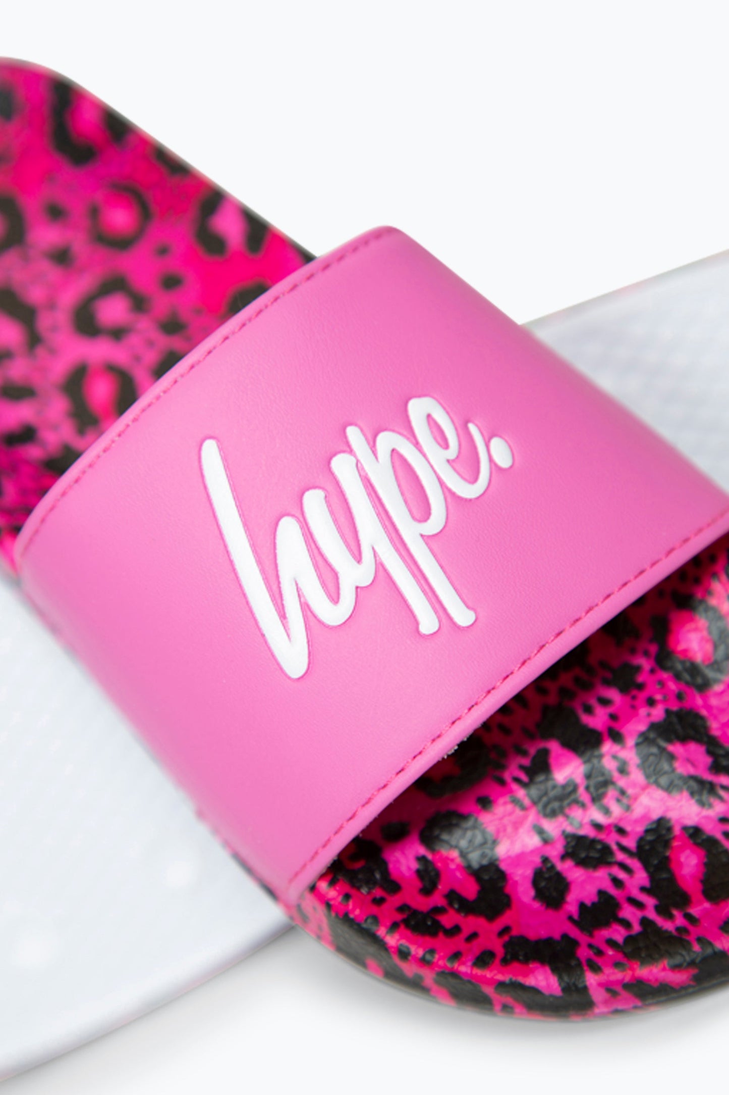 HYPE GIRLS MULTI PINK LEOPARD SCRIPT SLIDERS