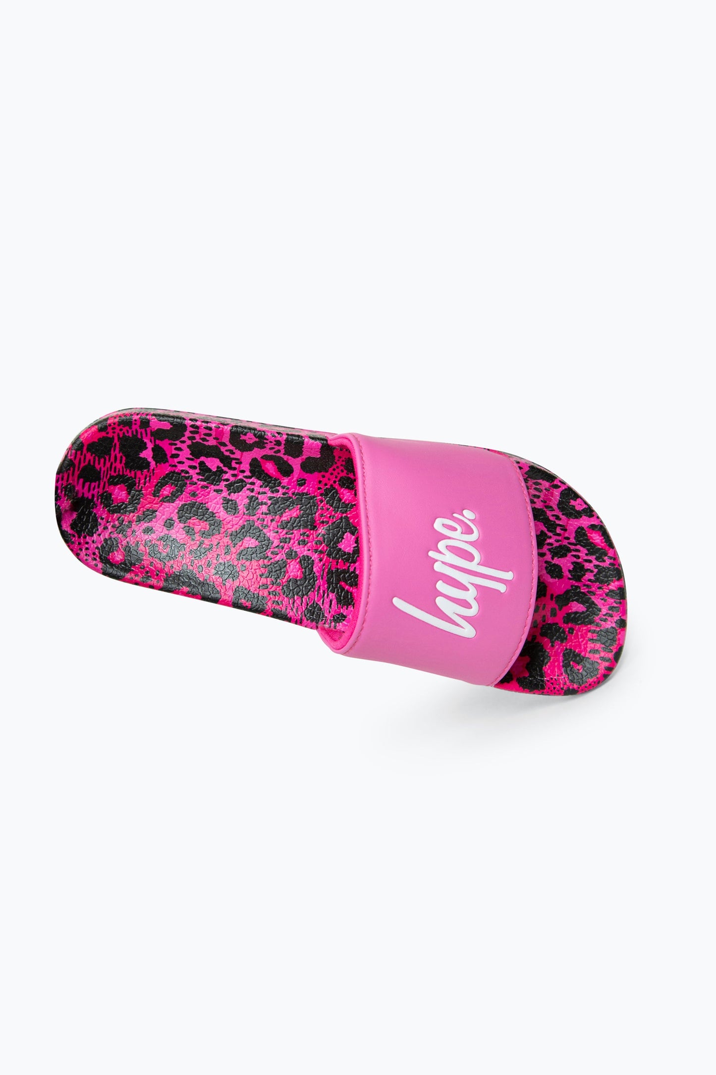 HYPE GIRLS MULTI PINK LEOPARD SCRIPT SLIDERS