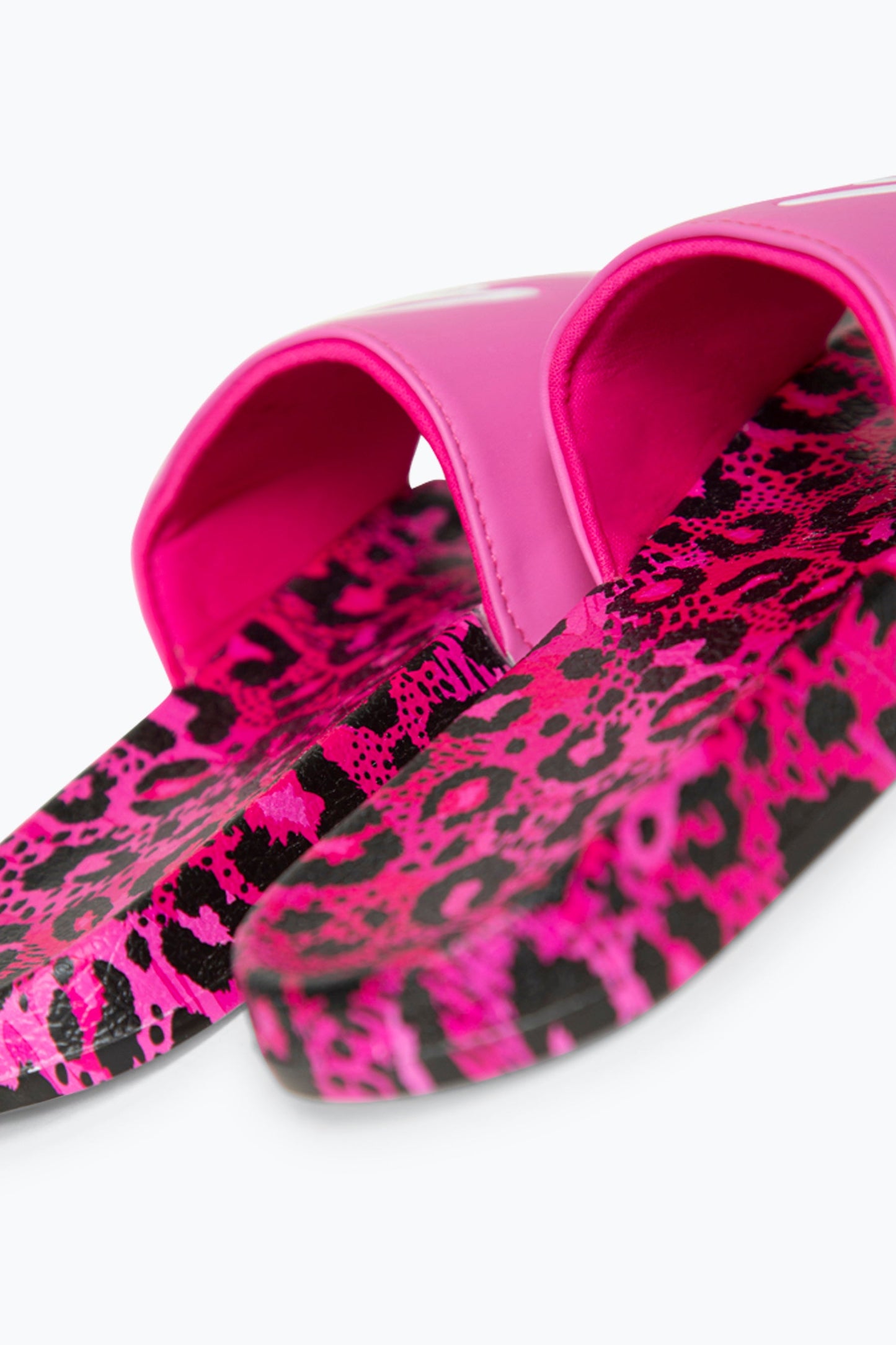 HYPE GIRLS MULTI PINK LEOPARD SCRIPT SLIDERS