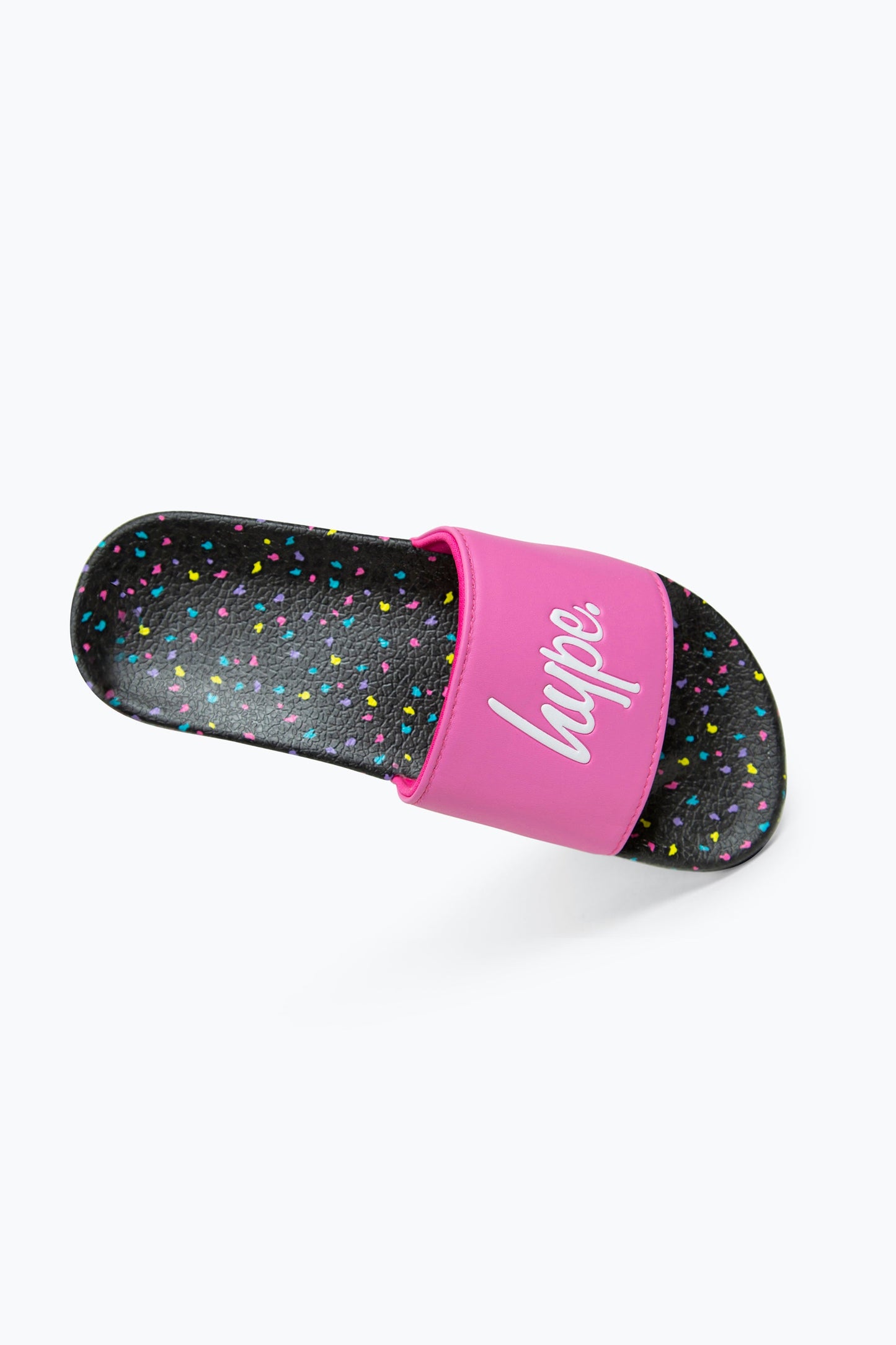 HYPE GIRLS MULTI BLACK PASTEL LEOPARD SCRIPT SLIDERS