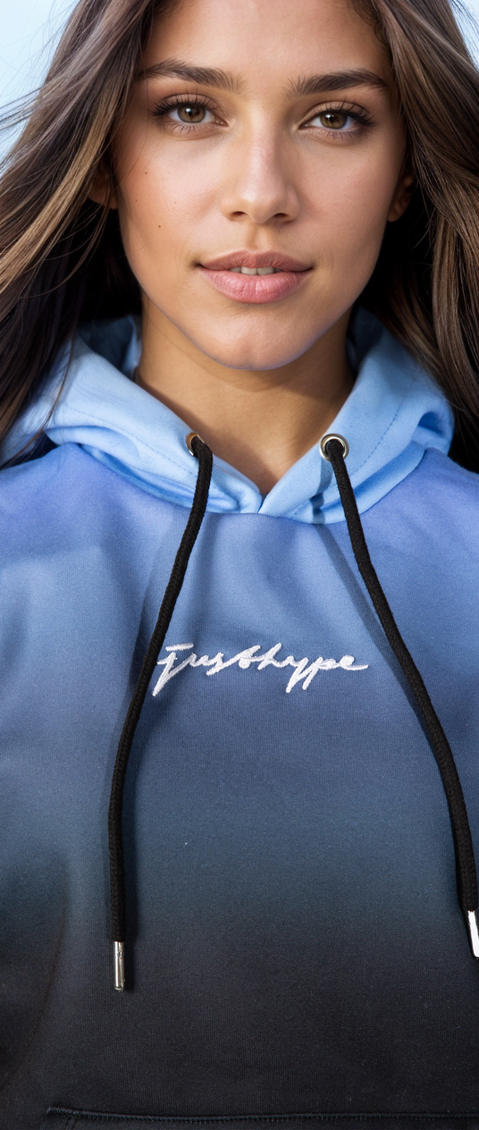 HYPE WOMENS SEA FOAM FADE SCRIBBLE PULLOVER HOODIE