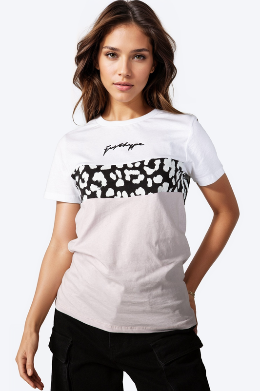 HYPE WOMENS LILAC CHEVRON LEOPARD SCRIBBLE T-SHIRT