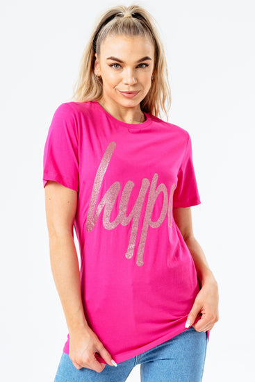 Hype Pink Glitter Script Women'S T-Shirt