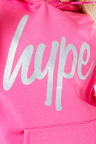 Hype Pink Glitter Script Women'S Pullover Hoodie