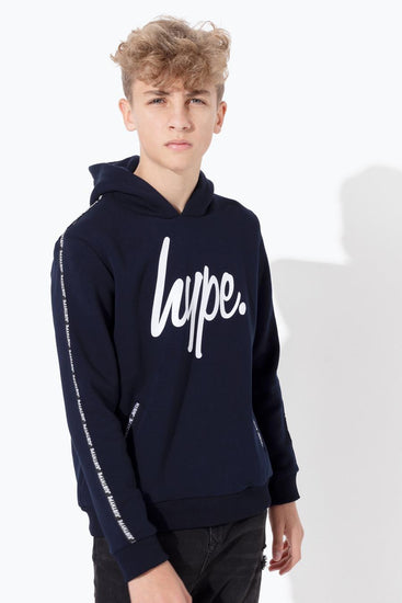 HYPE NAVY MICRO TAPING KIDS PULLOVER HOODIE