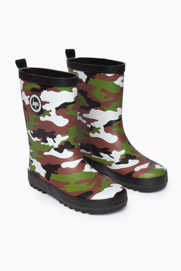 Hype Green Camo Kids Wellies