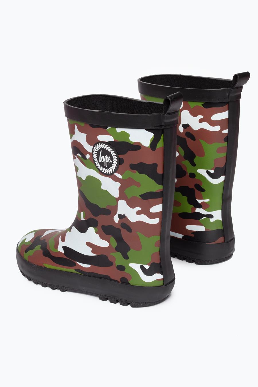 Hype Green Camo Kids Wellies