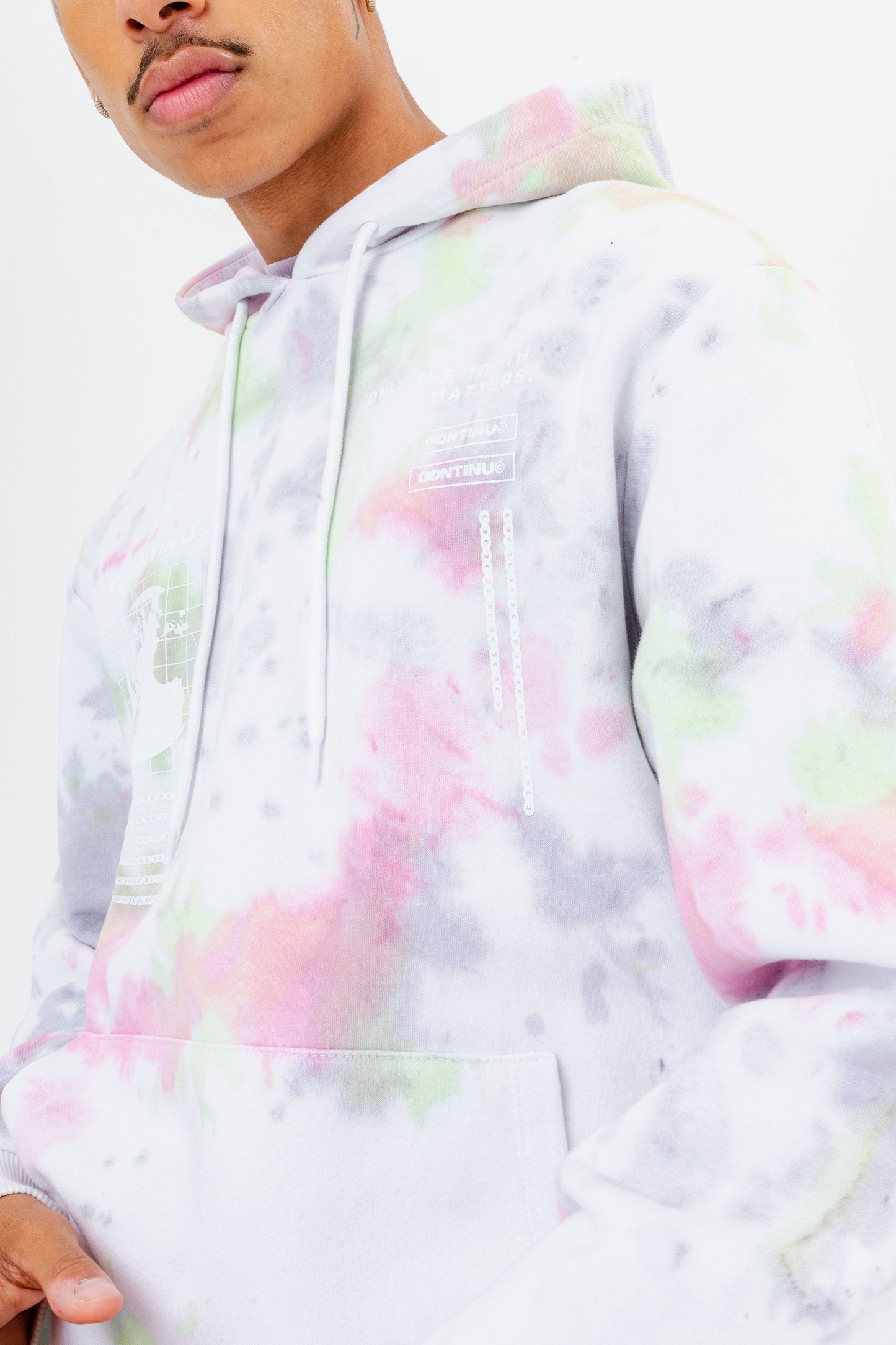 CONTINU8 PINK PURPLE TIE DYE OVERSIZED HOODIE