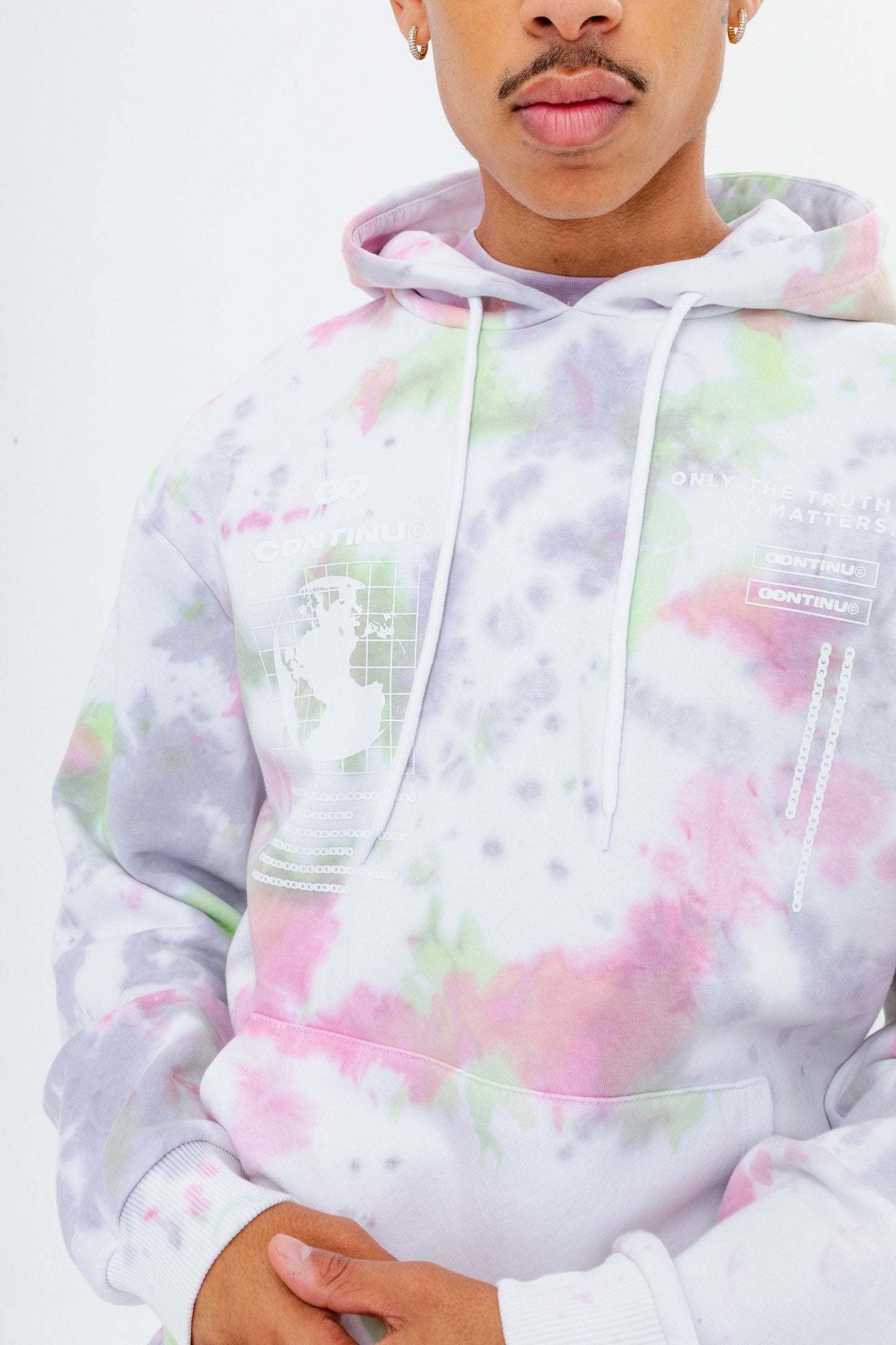 CONTINU8 PINK PURPLE TIE DYE OVERSIZED HOODIE