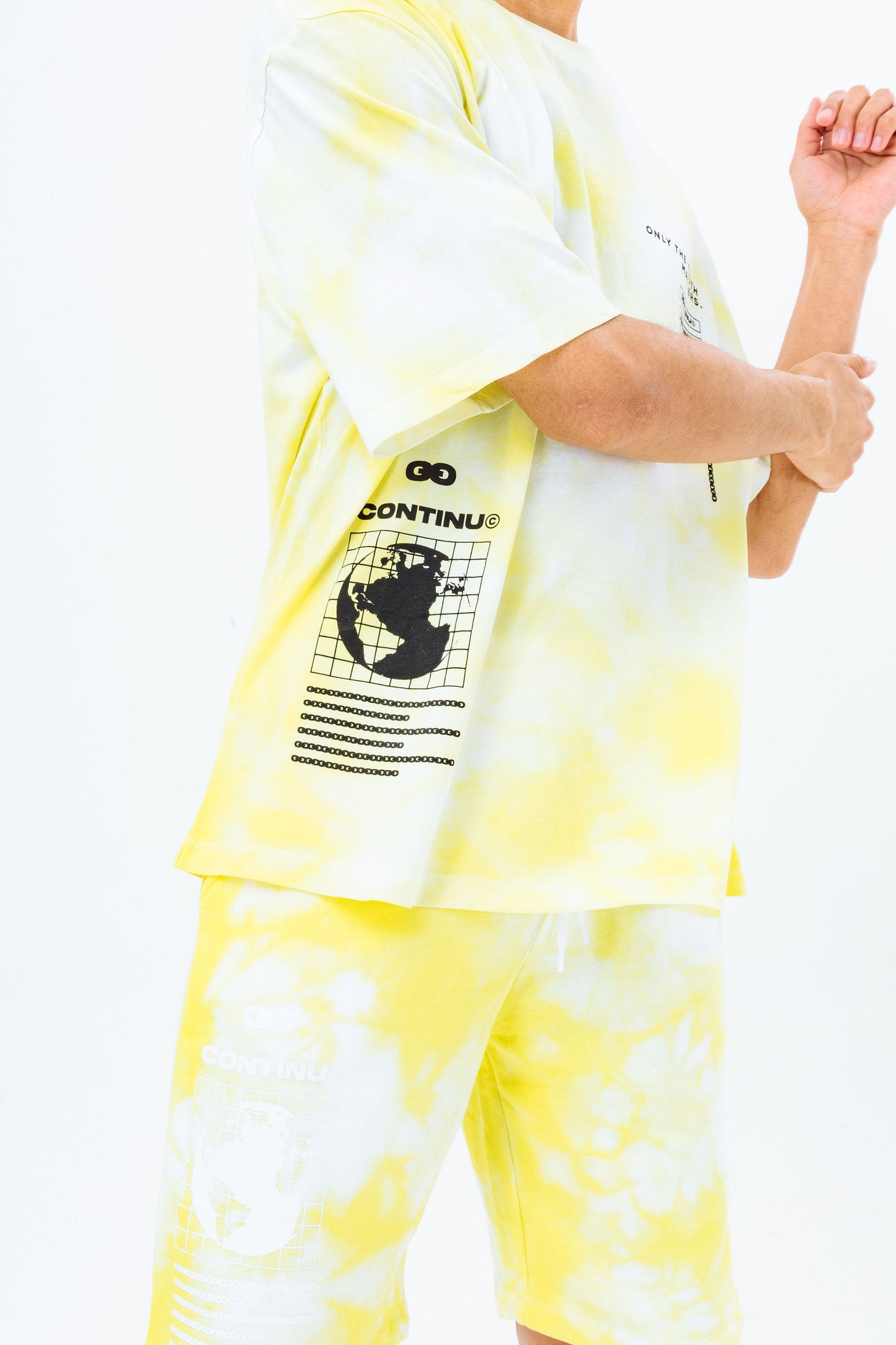 CONTINU8 YELLOW TIE DYE JERSEY SHORTS