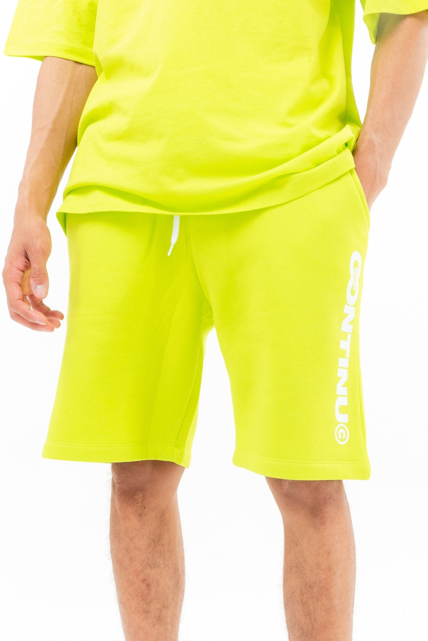 CONTINU8 NEON GREEN JERSEY SHORTS