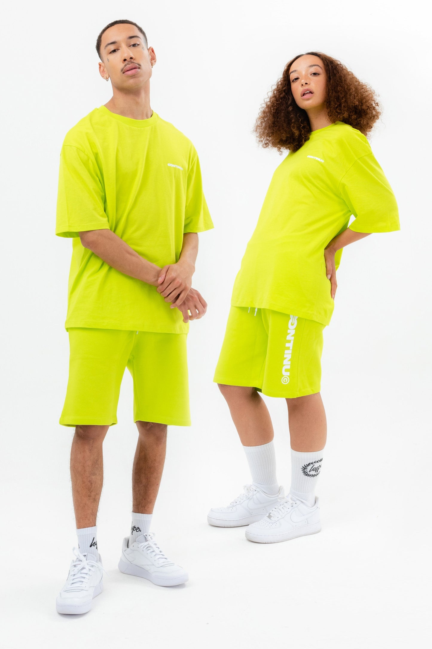 CONTINU8 NEON GREEN JERSEY SHORTS