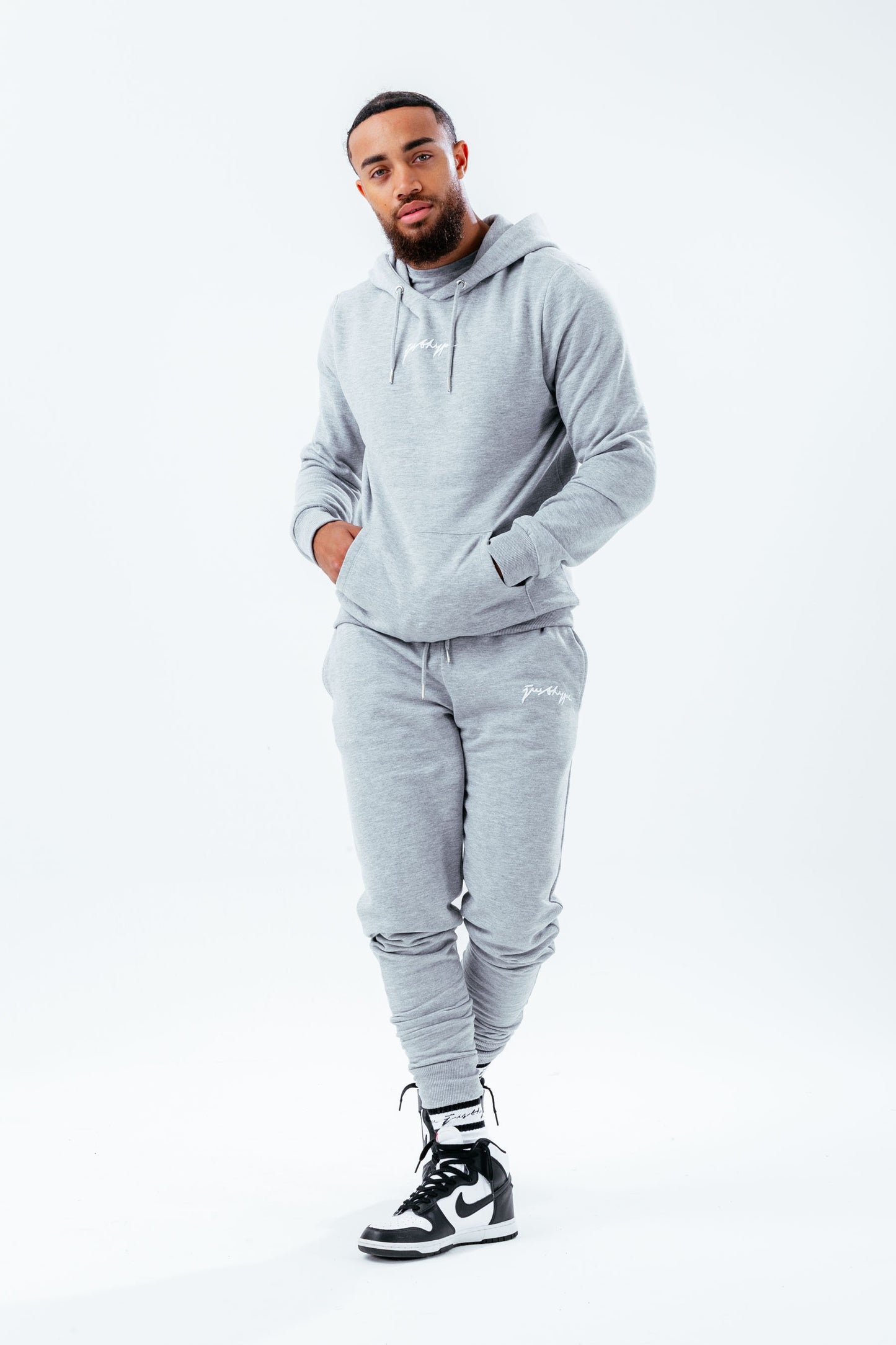 HYPE GREY MARL SCRIBBLE MEN'S HOODIE