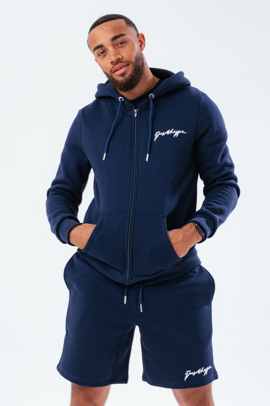 HYPE NAVY SCRIBBLE ZIP MEN'S HOODIE