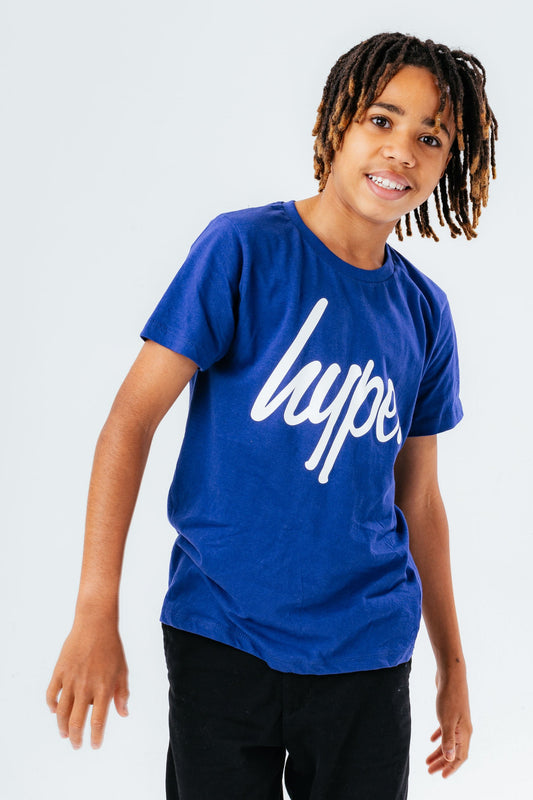 HYPE UNISEX KIDS NAVY SCRIPT T-SHIRT