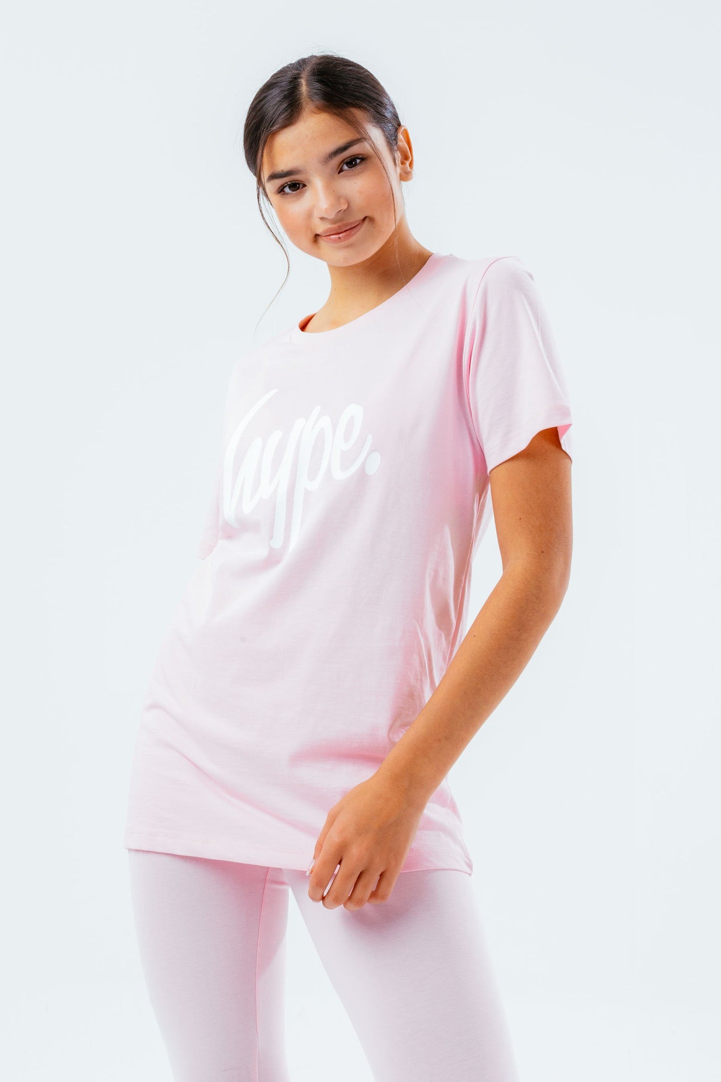 HYPE GIRLS PINK SCRIPT T-SHIRT & LEGGINGS SET