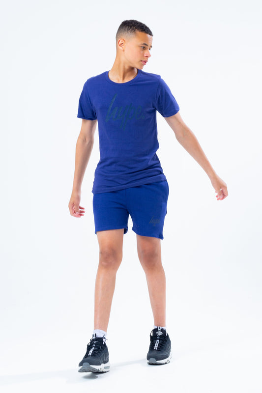 HYPE BOYS NAVY SCRIPT SHORTS SET