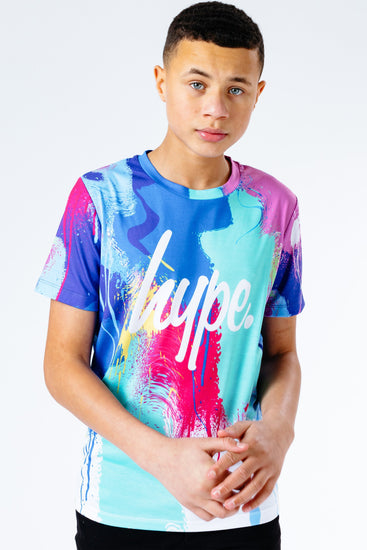 Hype Neon Graffiti Spray Drips Kids T-Shirt