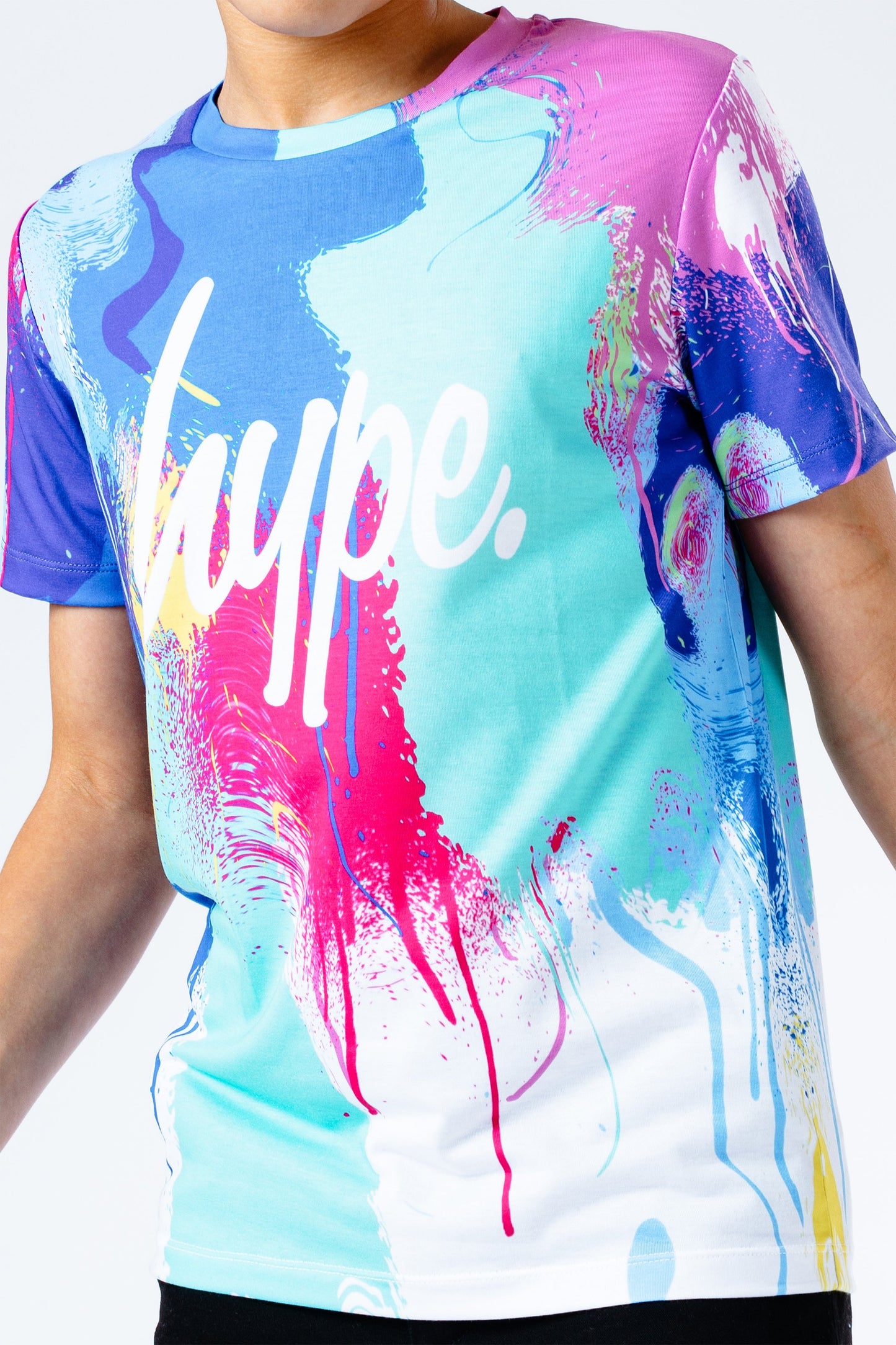 Hype Neon Graffiti Spray Drips Kids T-Shirt