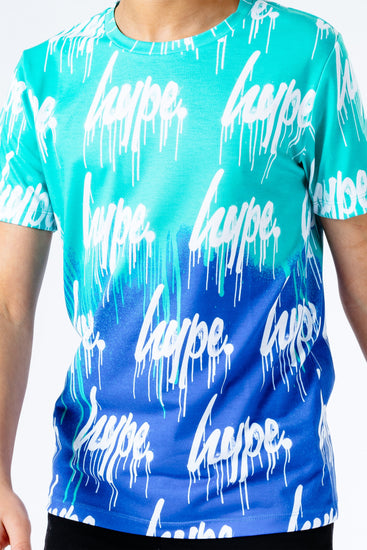 Hype Aqua Drips Repeat Logo Kids T-Shirt