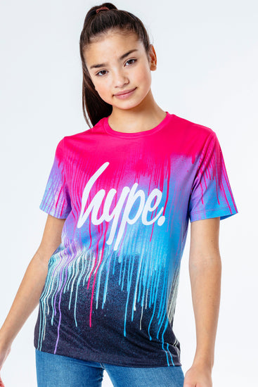 Hype Pink Spray Drips Kids T-Shirt