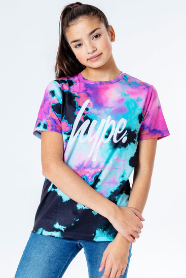 Hype Pink & Teal Tie Dye Kids T-Shirt