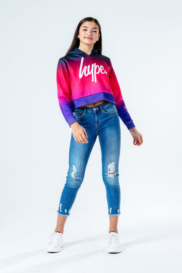 Hype Pretty Fade Kids Crop Pullover Hoodie