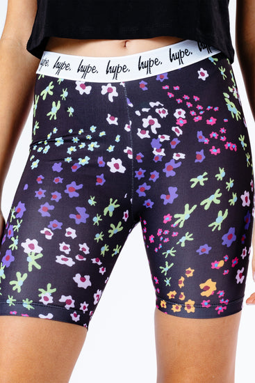 Hype Black Floral Ditsy Kids Cycling Shorts