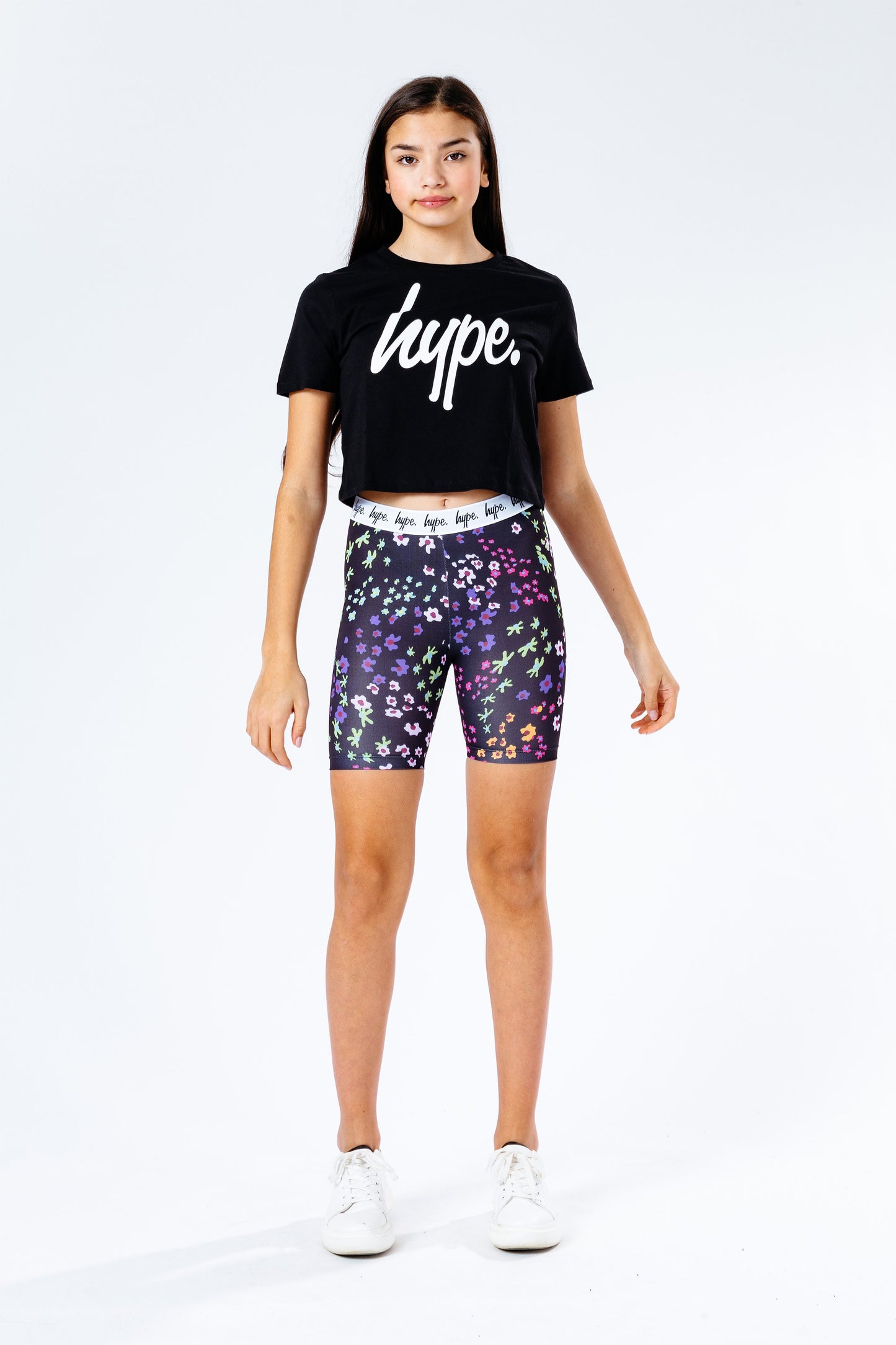 Hype Black Floral Ditsy Kids Cycling Shorts
