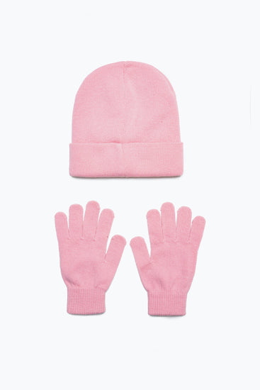 Hype Pink Hat & Gloves Kids Accessories Set