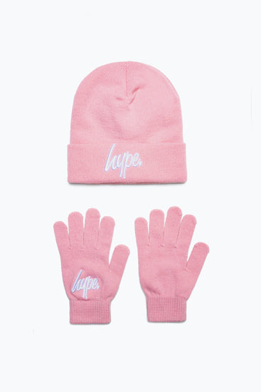 Hype Pink Hat & Gloves Kids Accessories Set