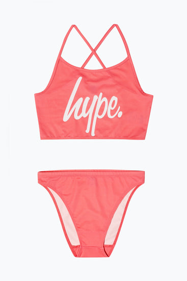 Hype Pink Script Kids Bikini Set