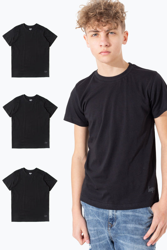 Hype Three Pack Black Kids T-Shirt