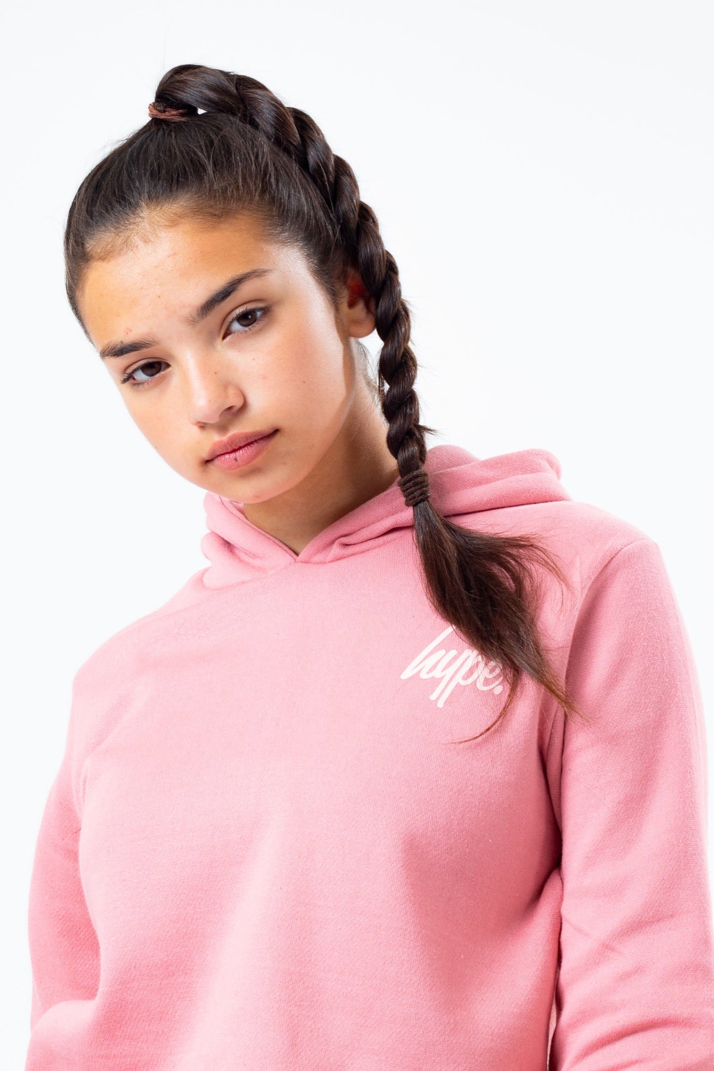 HYPE TWO PACK PINK & GREY KIDS CROP PULLOVER HOODIES