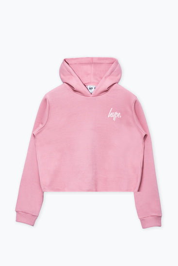 Hype Two Pack Pink & Grey Kids Crop Pullover Hoodies