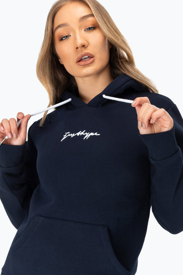 Hype Navy Scribble Logo Women'S Pullover Hoodie