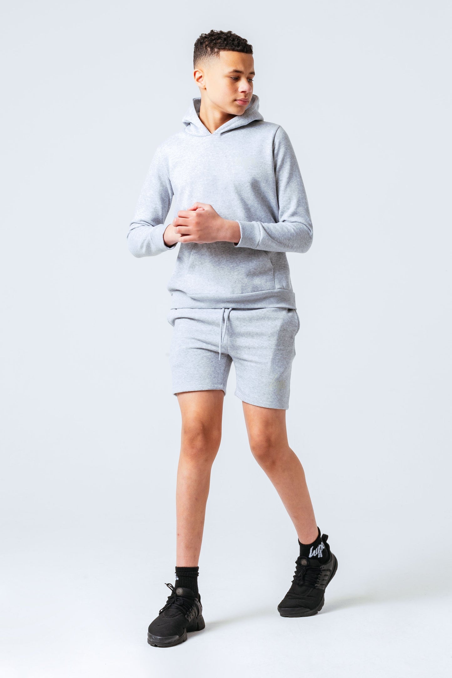 HYPE GREY BOYS PULLOVER HOODIE & SHORTS SET
