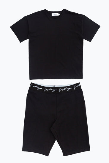 Hype Black Oversized T-Shirt & Cycle Shorts Women'S Set